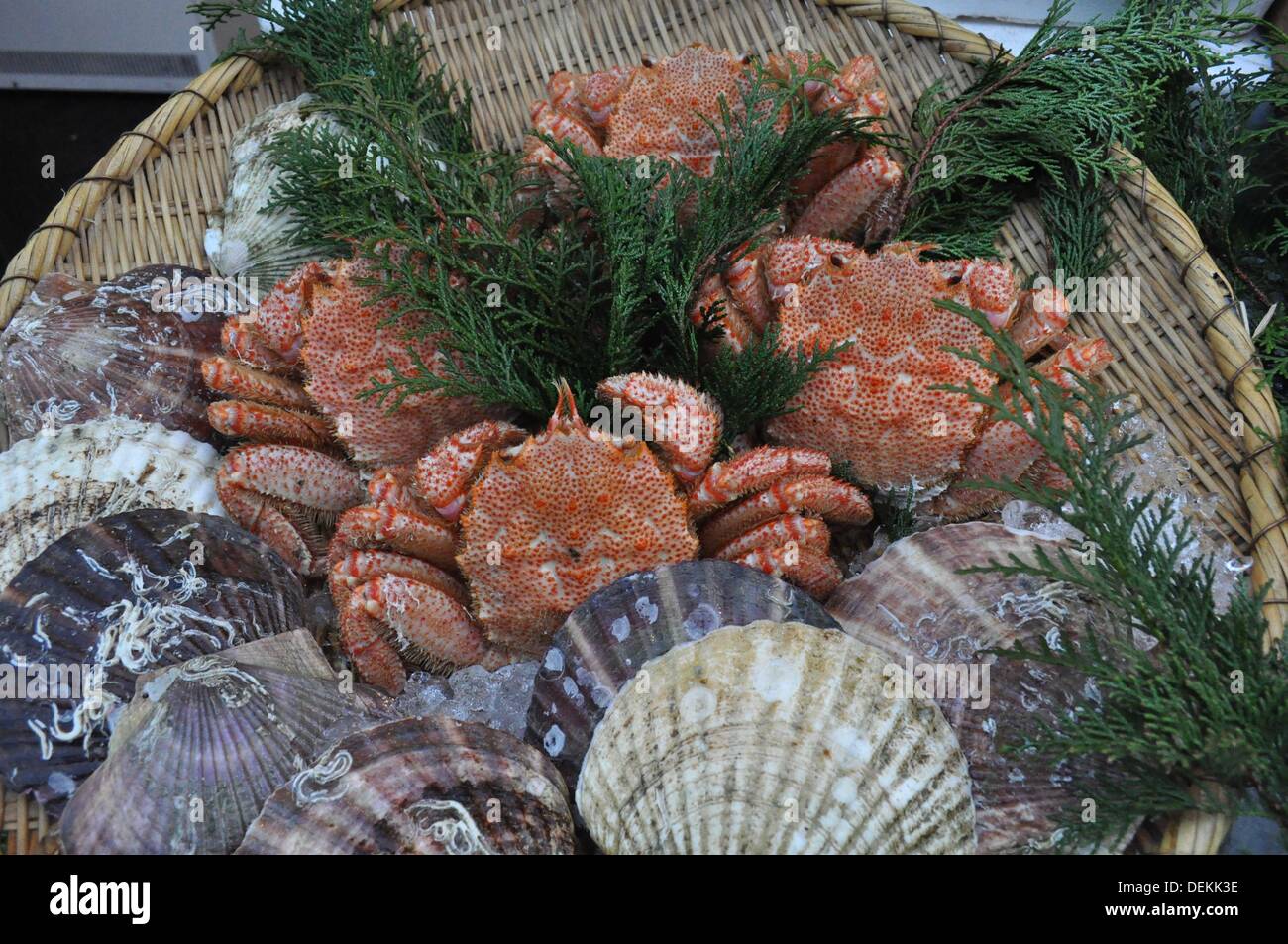 Osaka (Japan) seafood at the entrance of a restaurant in Minami Stock Photo Alamy
