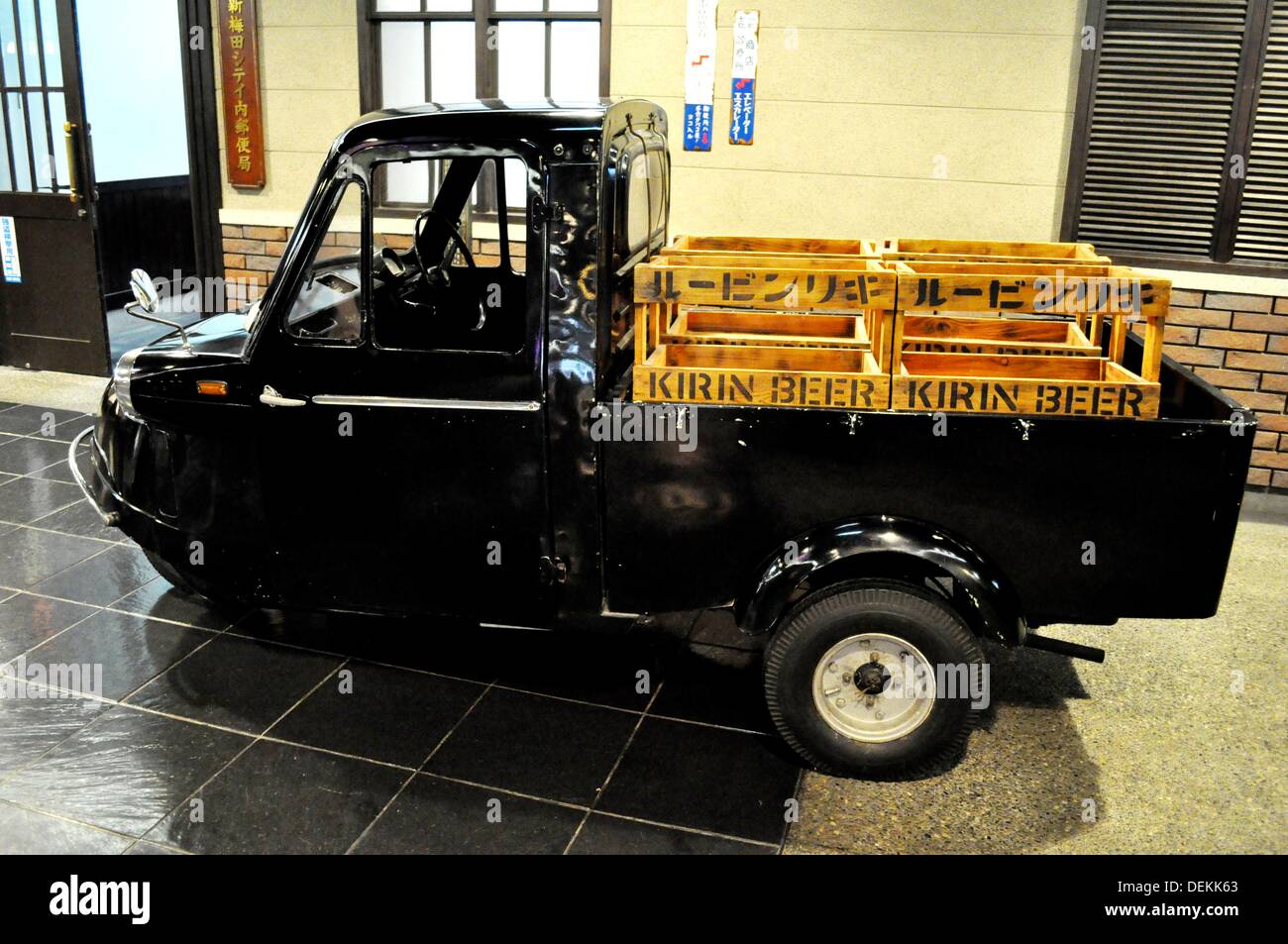 Osaka (Japan) old Kirin beer delivery van in the underground arcade by