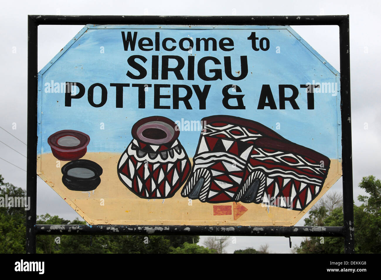 Sirigu Pottery And Art Sign, Ghana Stock Photo