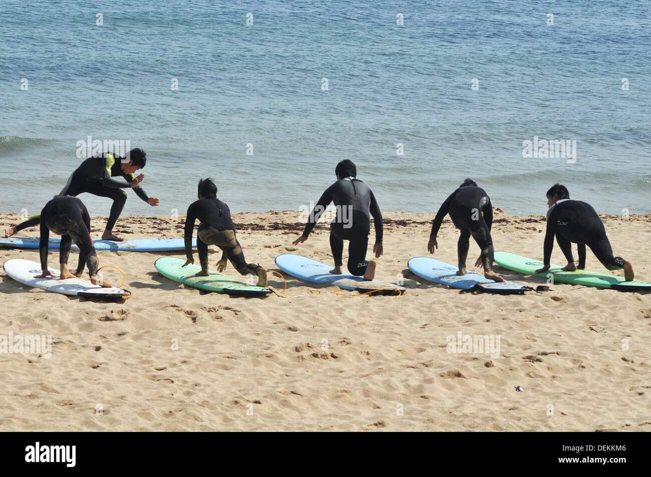 Busan South Korea Surf Lesson At Haeundae Beach Stock
