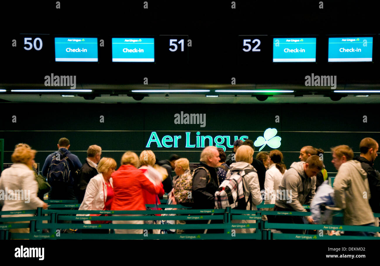 Aer Lingus check in at Dublin Airport terminal two 2 Stock Photo Alamy