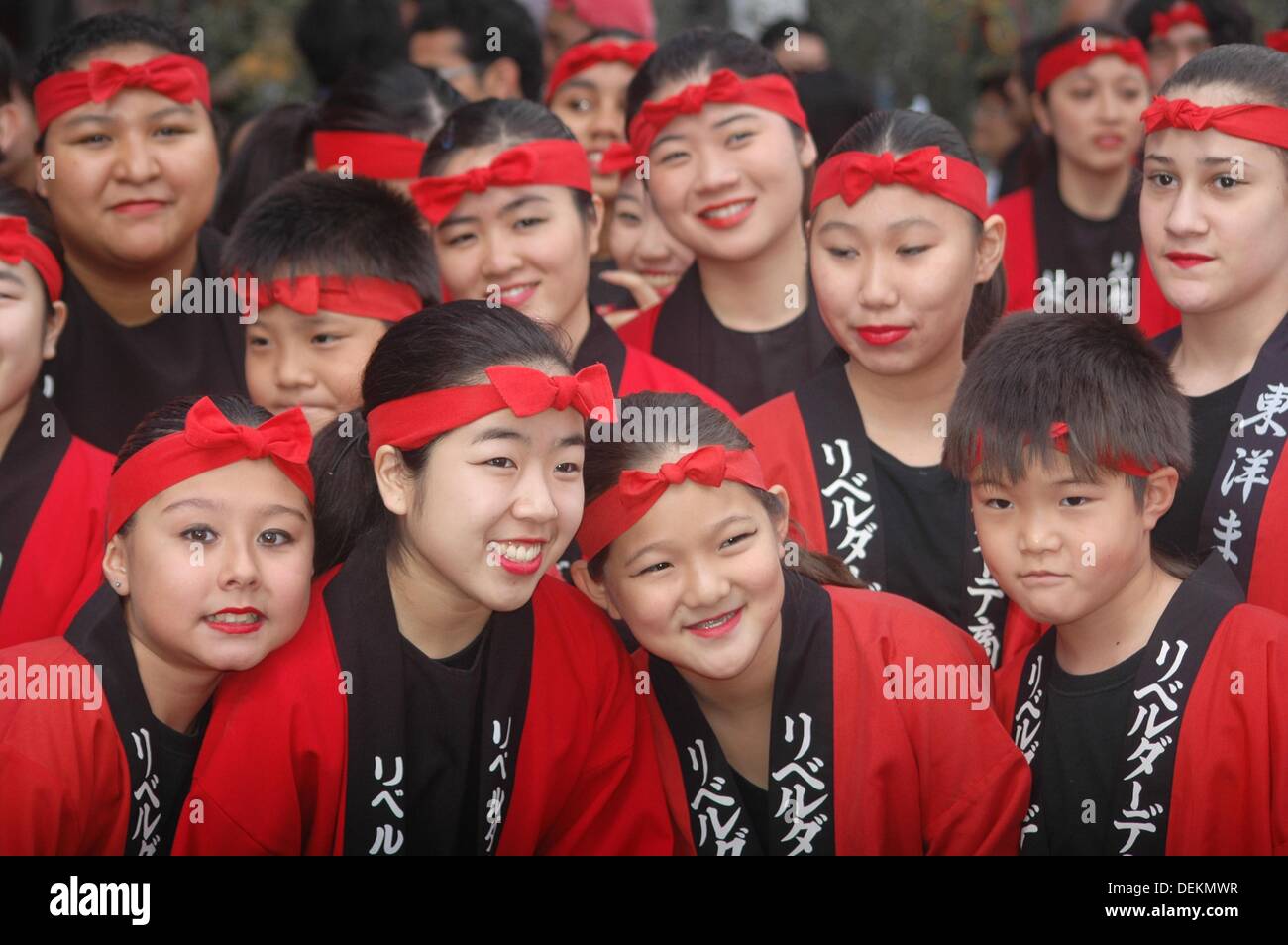 Sao Paulo (Brazil) a traditional Japanese folklore group at Praca da