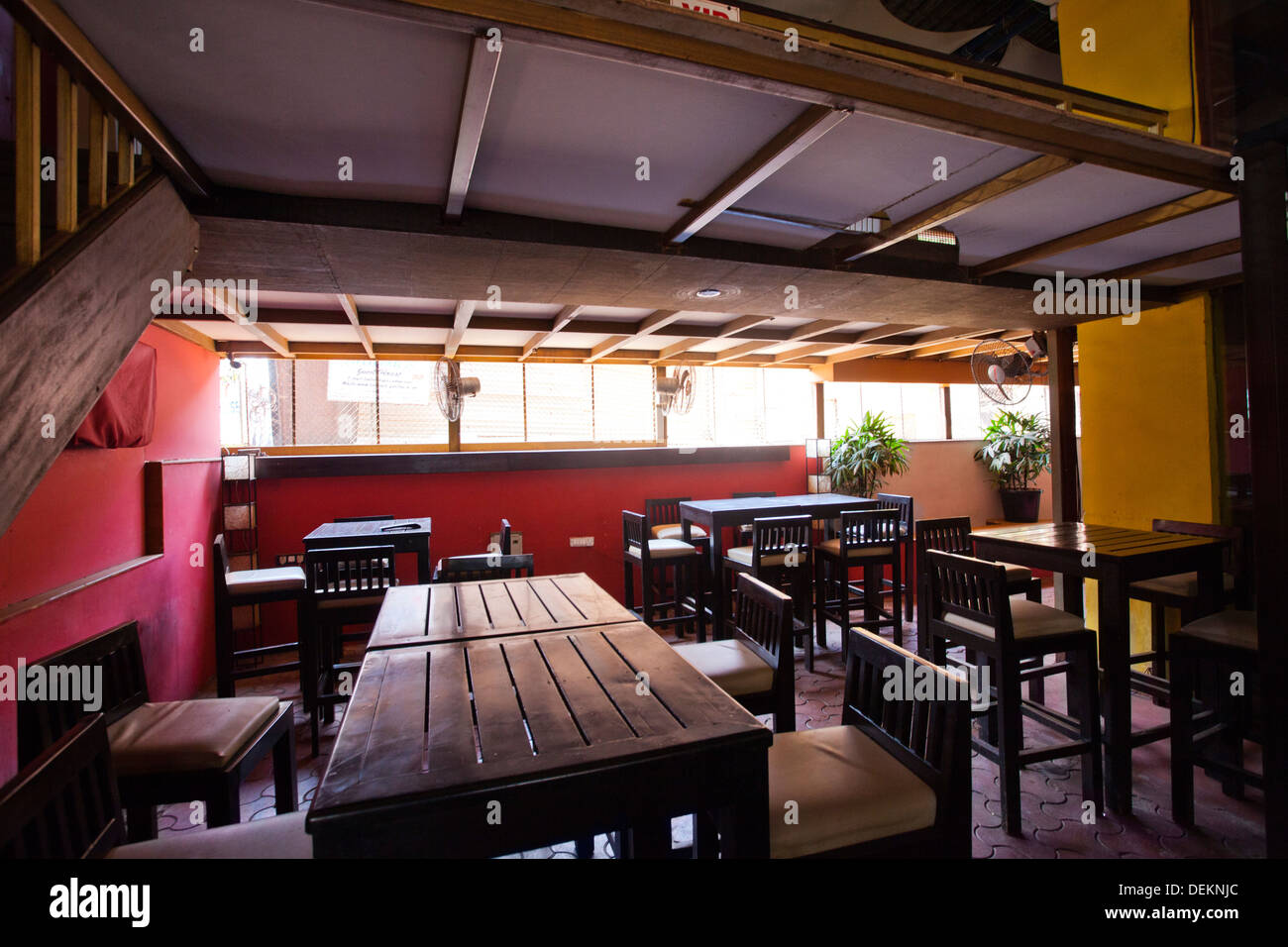 Tables and chair in a cafe, Cape Town Cafe, Calangute, North Goa, Goa