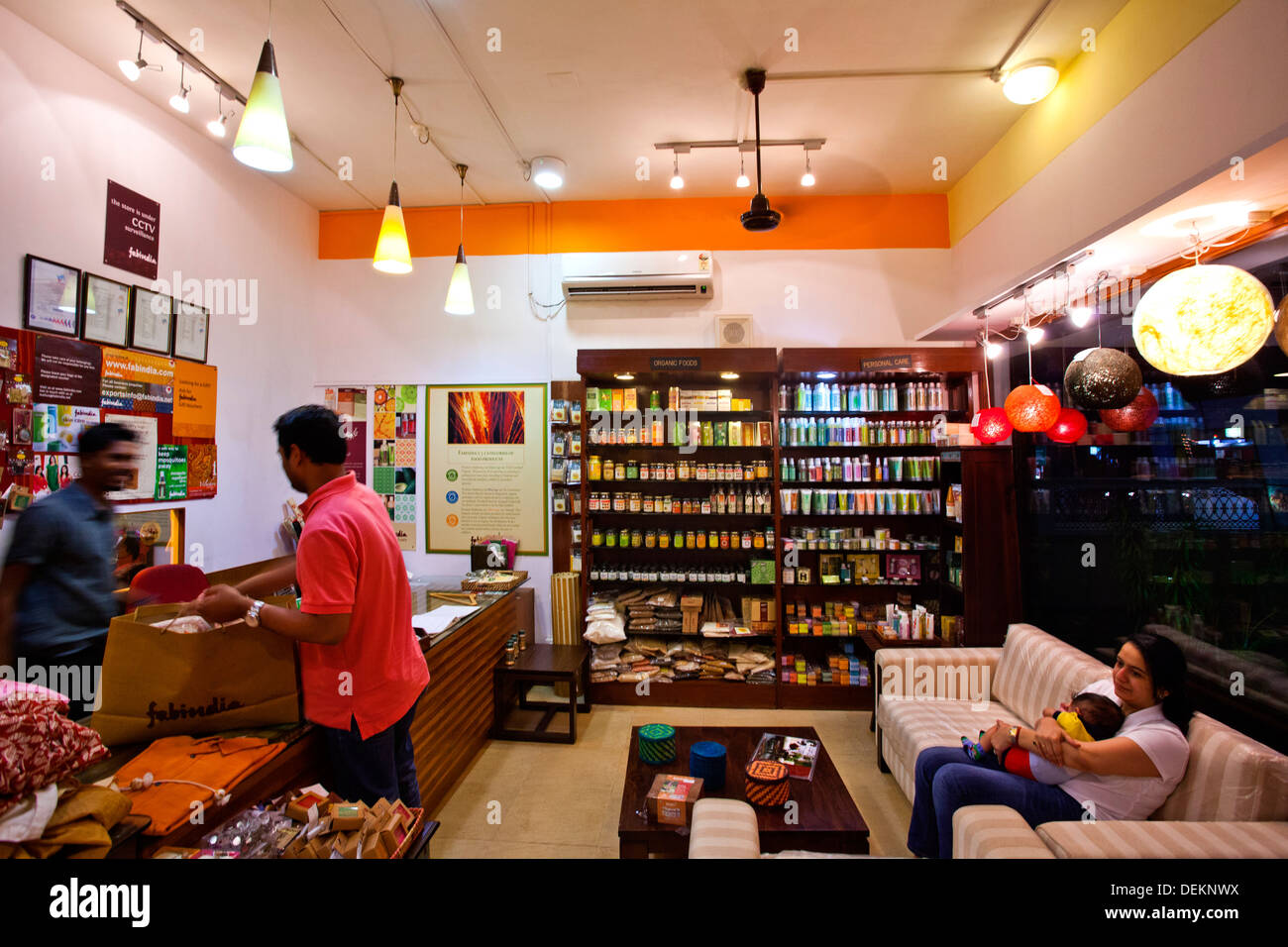 Customers in a shop, FabIndia, Candolim, North Goa, Goa, India Stock