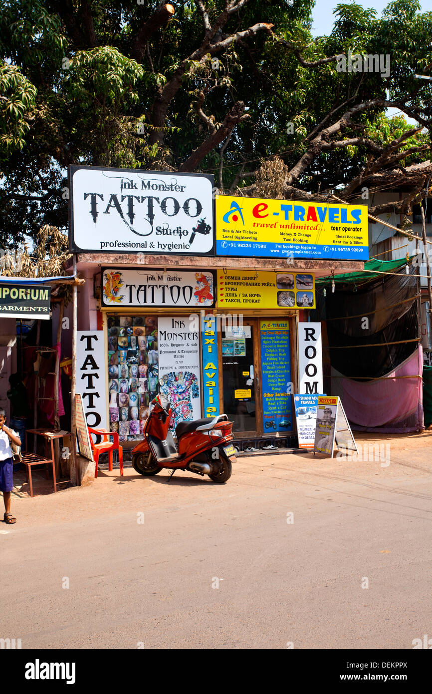 Facade of a office, Goa Tours Planner, Calangute, North Goa, Goa, India Stock Photo