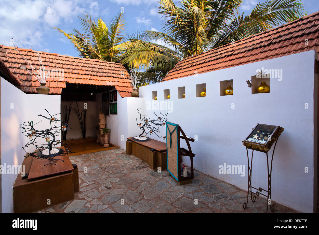 Courtyard of a restaurant, A Reverie, Calangute, North Goa, Goa, India Stock Photo
