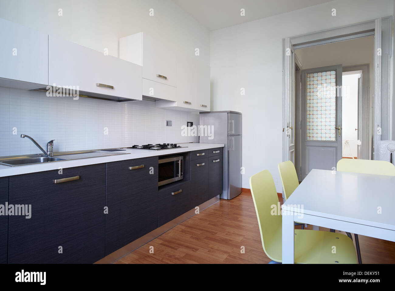 Modern kitchen, simple interior design Stock Photo