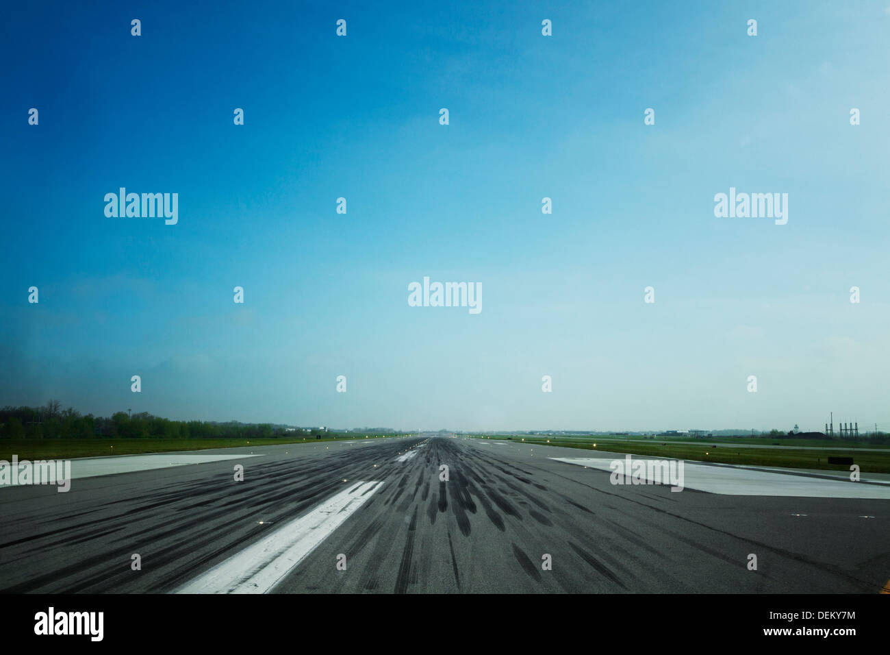 Markings on airplane runway Stock Photo