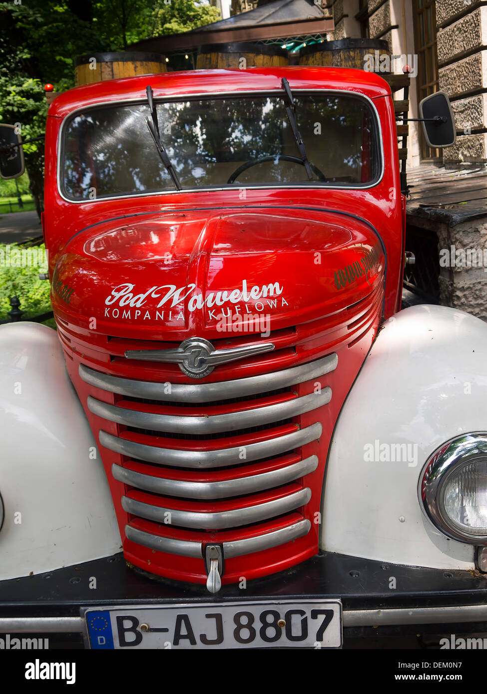 Vintage Beer Truck delivering beer in Krakow Poland Stock Photo Alamy