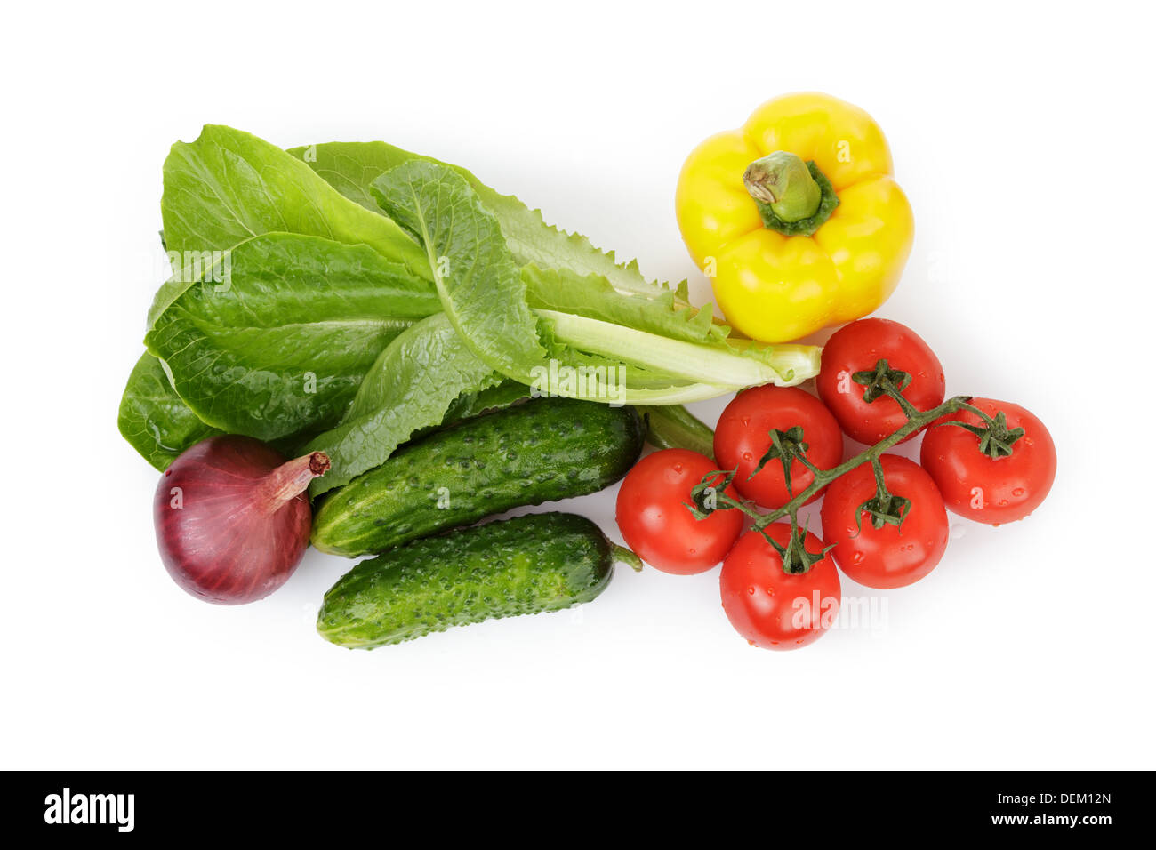 different vegetables for salad, isolated on white Stock Photo