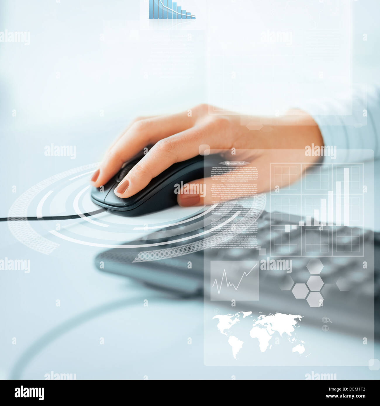 woman hands with keyboard and mouse Stock Photo