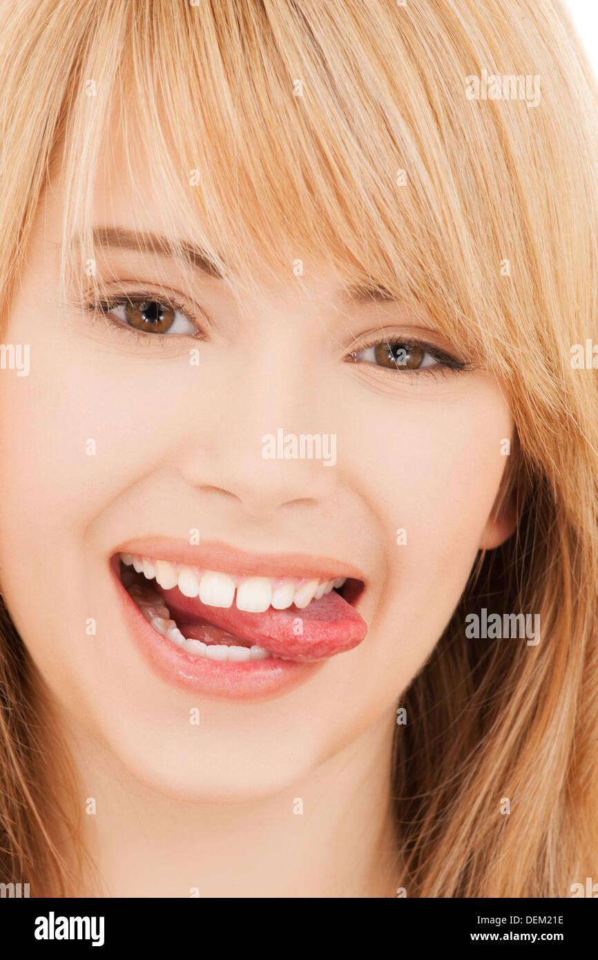 Teenage girl tongue out looking hires stock photography and images Alamy