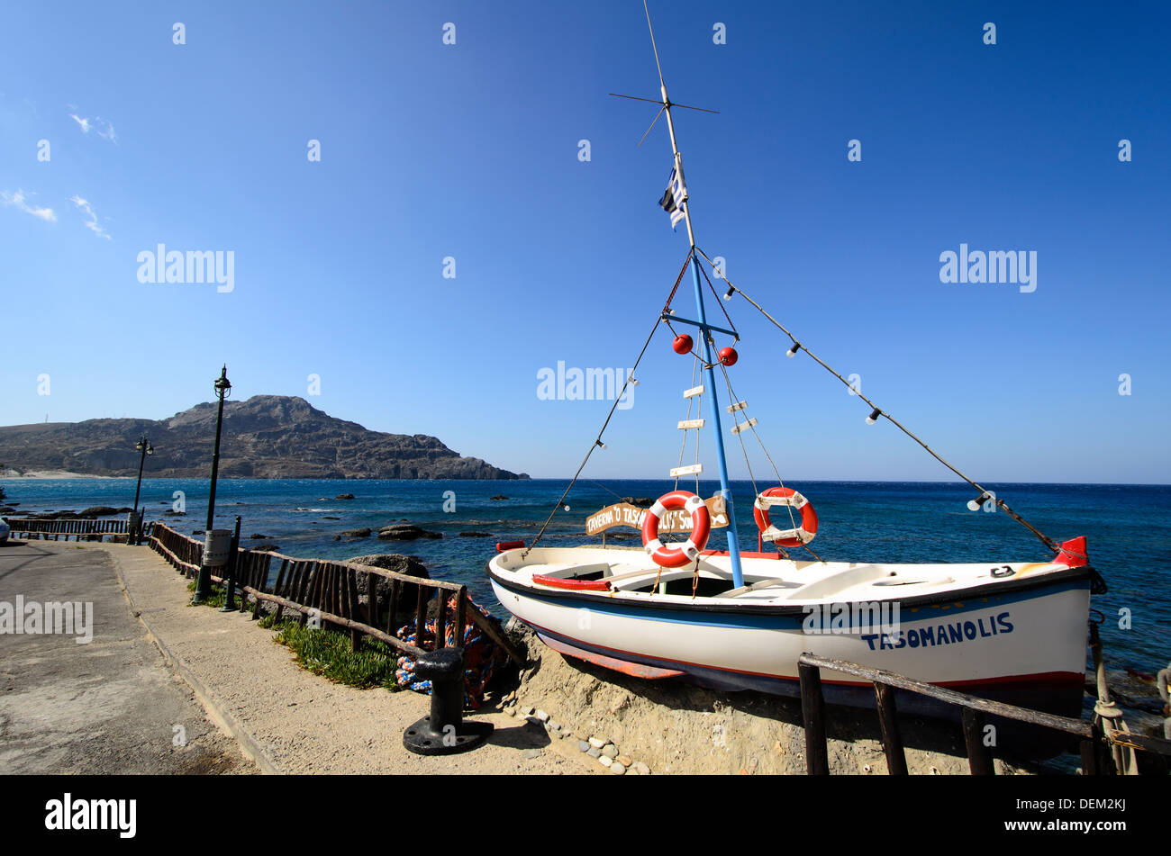 Boat in the promenade of Plakias - Crete, Greece Stock Photo