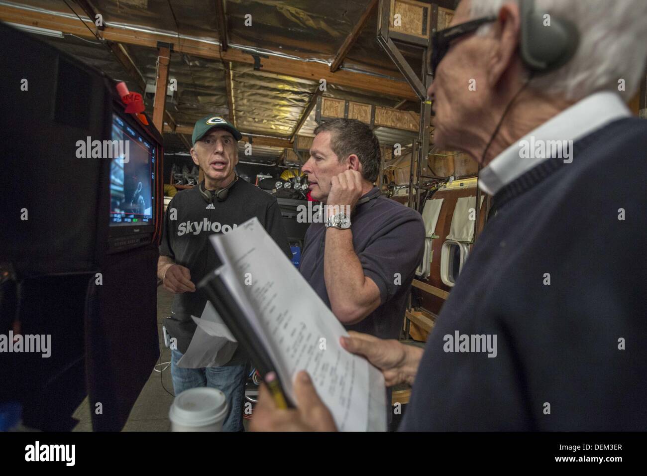 Los Angeles, California, USA. 19th Sep, 2013. From left to right, directors Jerry Zucker, David Zucker, and Jim Abrahams in the commercials filming for Travel Wisconsin.com held at Air Hollywood studio on September 19, 2013 in Los Angeles, California. Credit:  Ringo Chiu/ZUMAPRESS.com/Alamy Live News Stock Photo