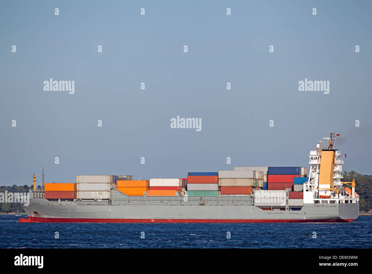 Container Vessel On The Baltic Sea Near Kiel Germany Stock Photo