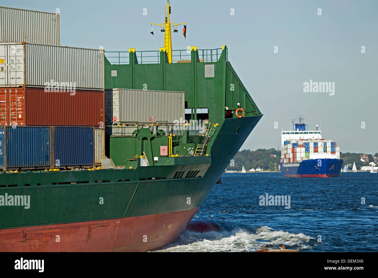 Container Vessel On The Baltic Sea Near Kiel Germany Stock Photo