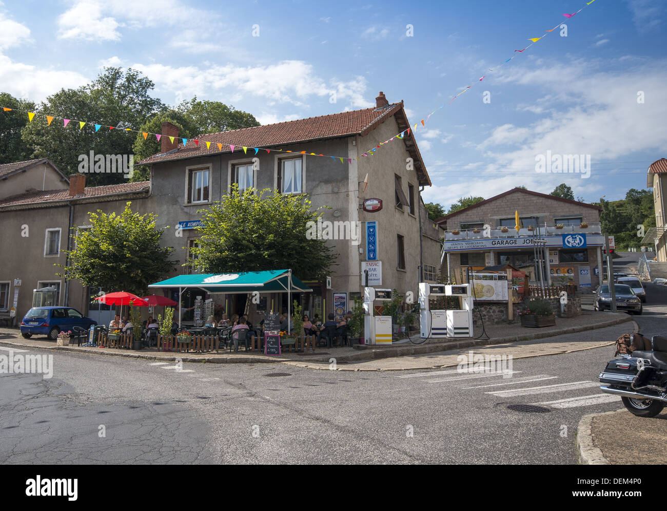 French hostel the Gite Bar le Kompost in St-Privat-d'Allier on the GR65 route, The way of St James, France Stock Photo