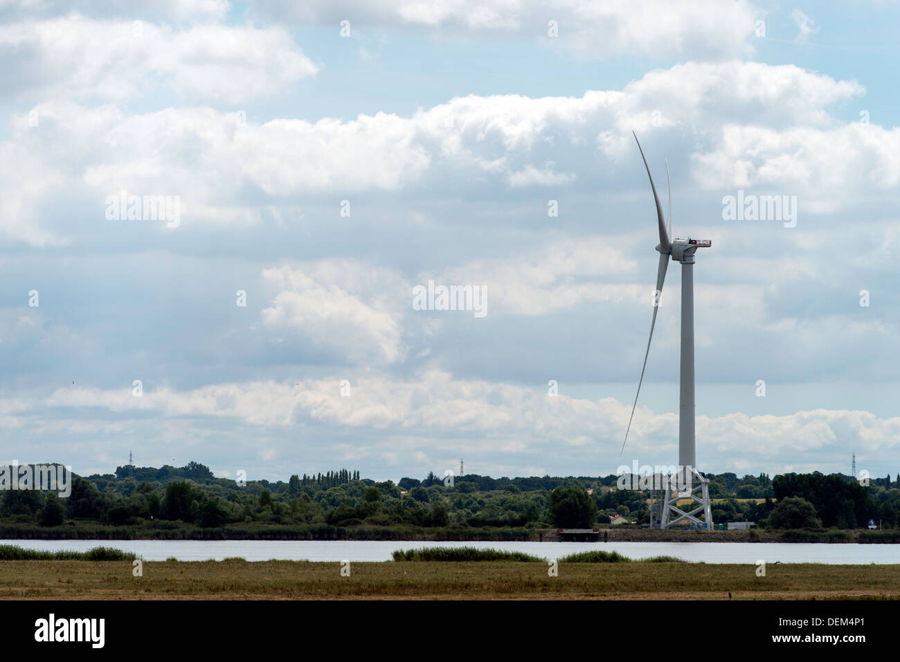 World's largest offshore wind turbine Saint Nazaire near Nantes North France Europe Stock Photo