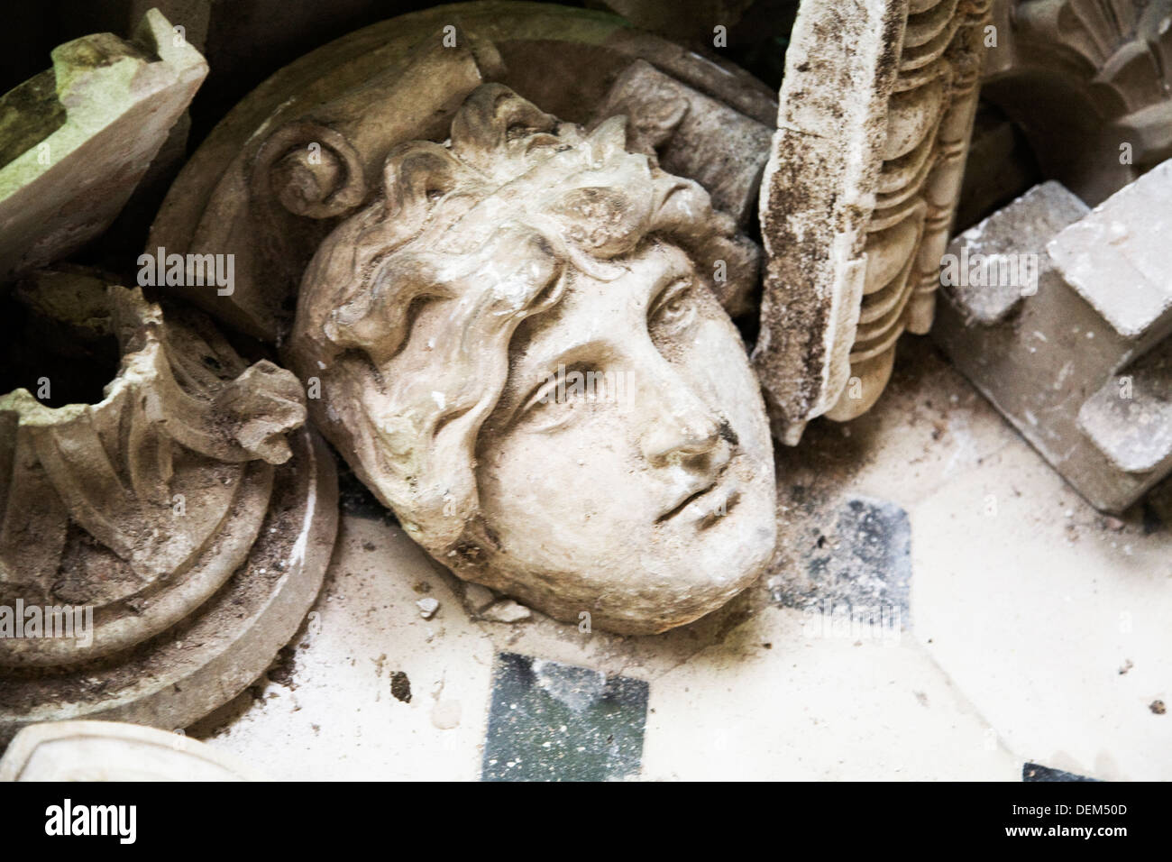 Broken Statue of Female Head on Ground Stock Photo Alamy