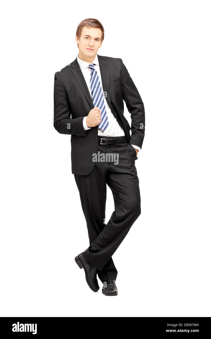 Leaning against wall man suit Cut Out Stock Images & Pictures - Alamy