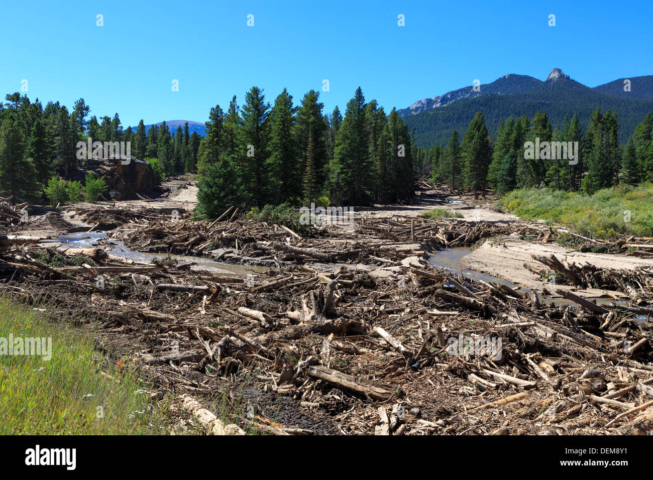 Allenspark, Colorado. 20 Sept. 2013.  The St. Malo Conference Center, a historic landmark where Pope John Paul II stayed during his visit to Colorado is damaged due to flash flooding.  The Chapel on Rock did not sustain any flood damage. Credit:  Ed Endicott/Alamy Live News Stock Photo