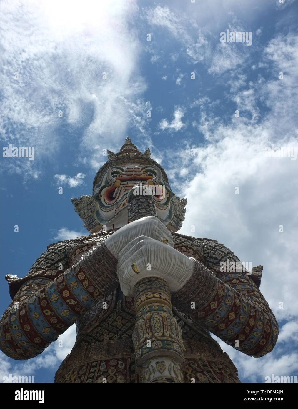 Temple guardian statue at Wat Phra Kaew, Grand Palace, Bangkok Stock Photo