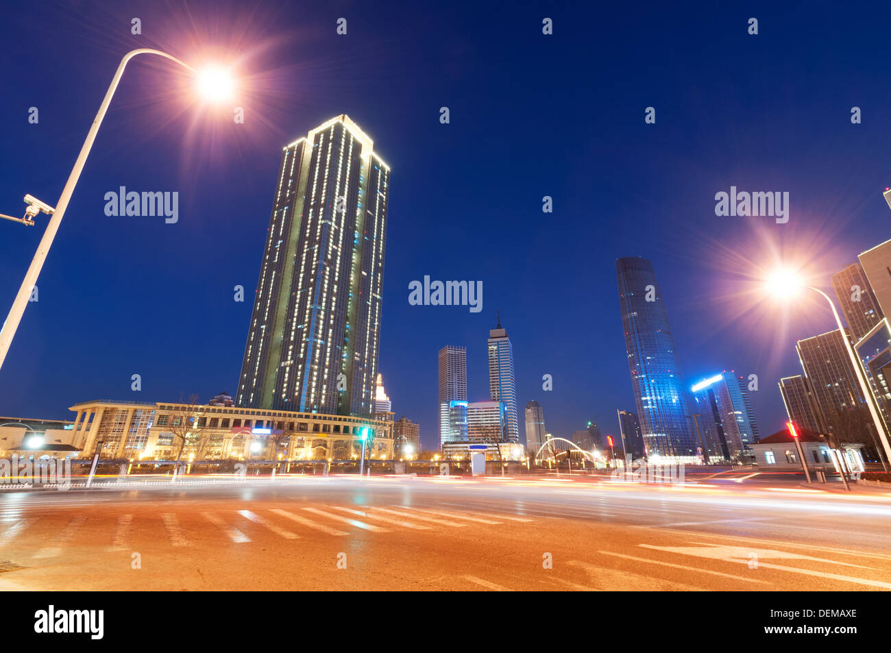 modern city at night ,tianjin Stock Photo
