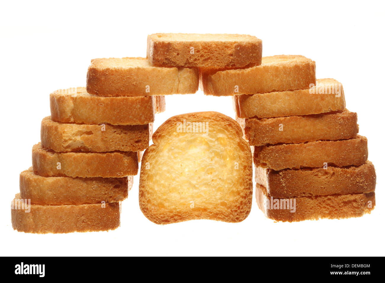 sweet rusks bread loaf toast biscuits isolated on white. Diet food ...