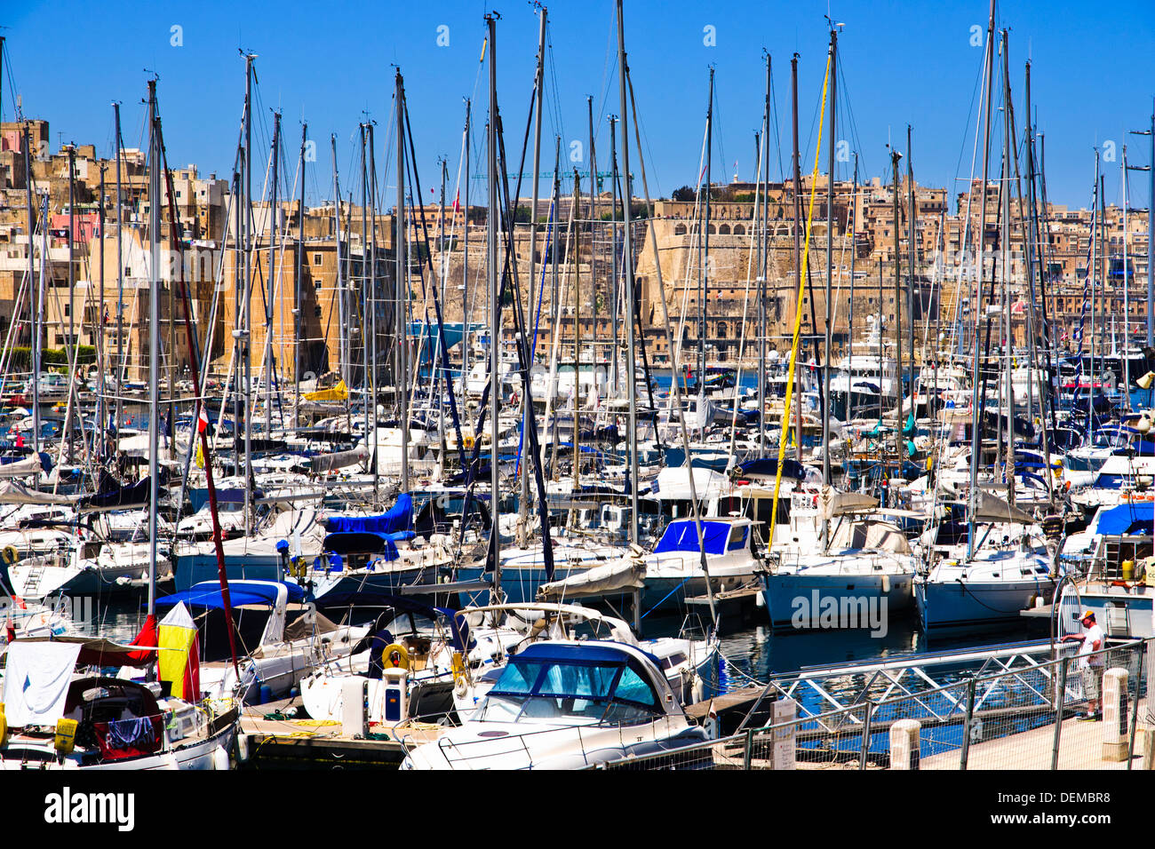 Yachts in marina, Vittoriosa, Malta. Stock Photo