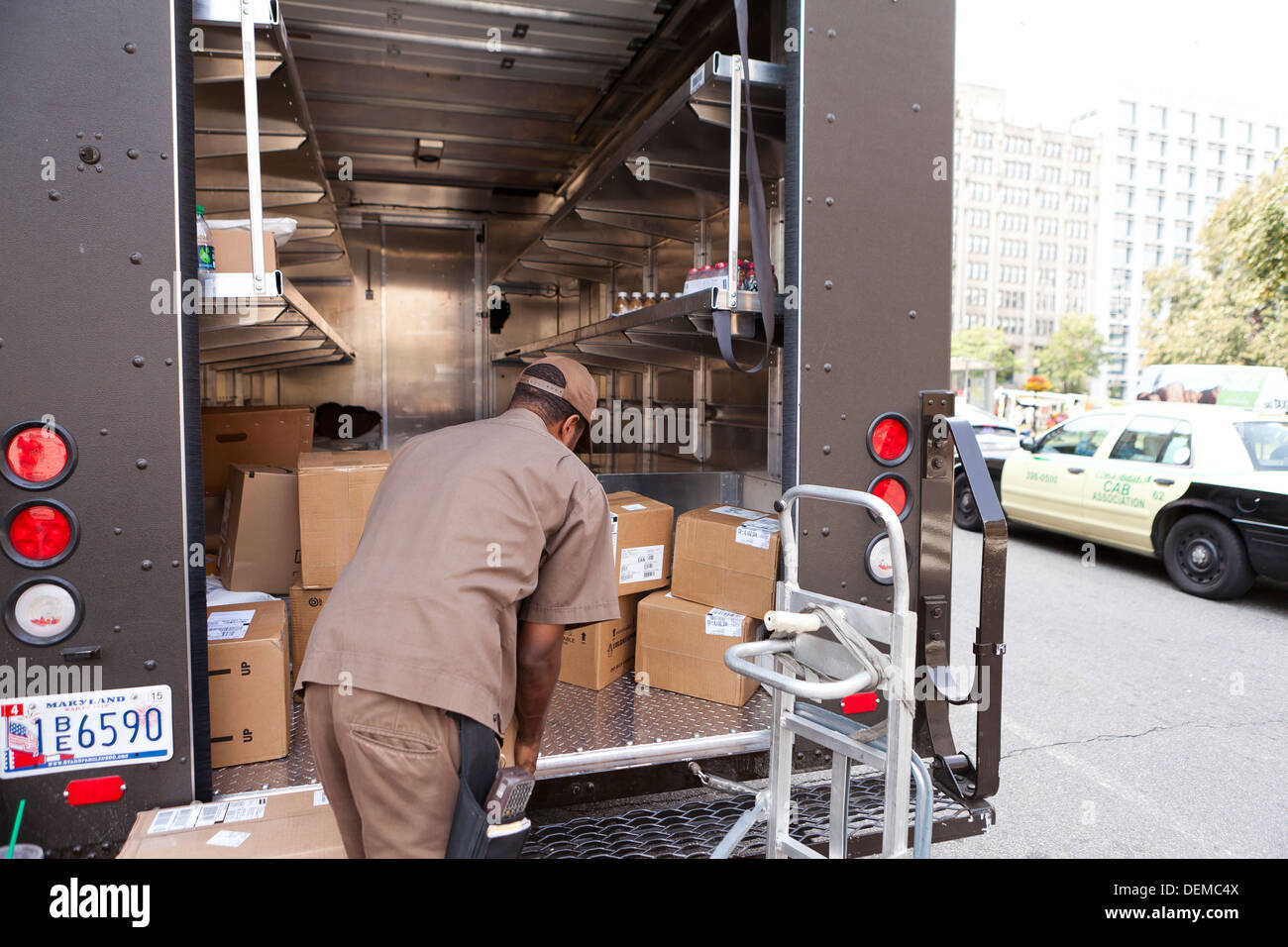 UPS man unloading truck Washington, DC USA Stock Photo Alamy