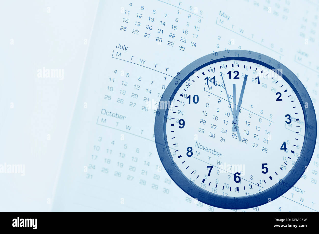 Clock face and calendar composite Stock Photo