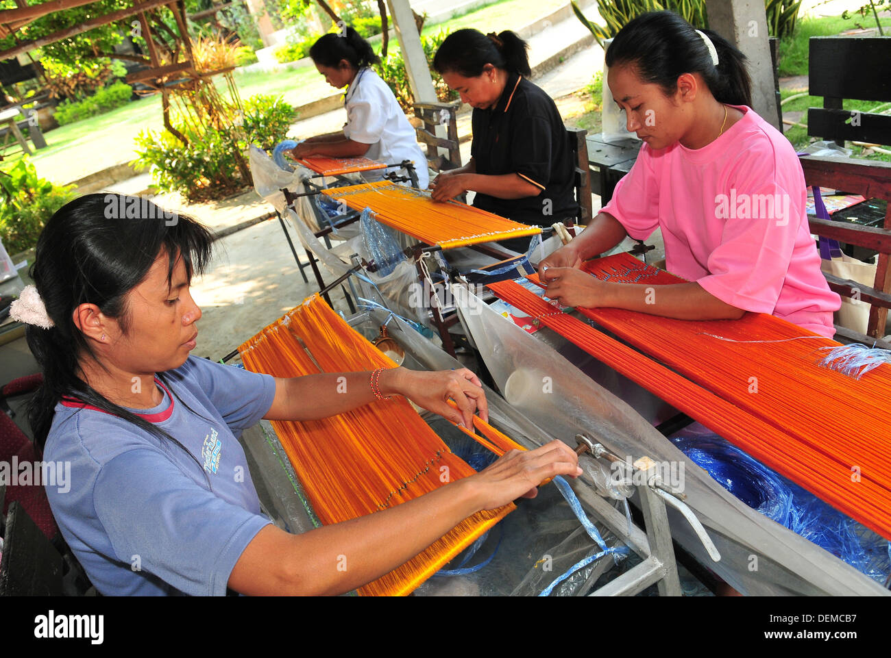 Silk Industry in Thailand Stock Photo