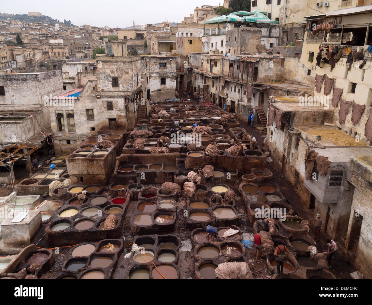 Chouwara leather tannery in Fez, Morocco Stock Photo