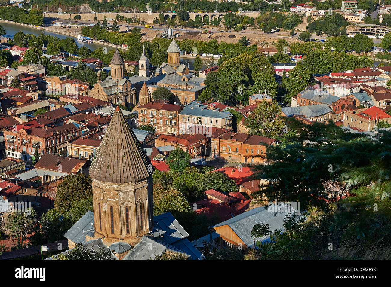 view from above, Narikala Fortress, onto Tbilisi, Georgia Stock Photo