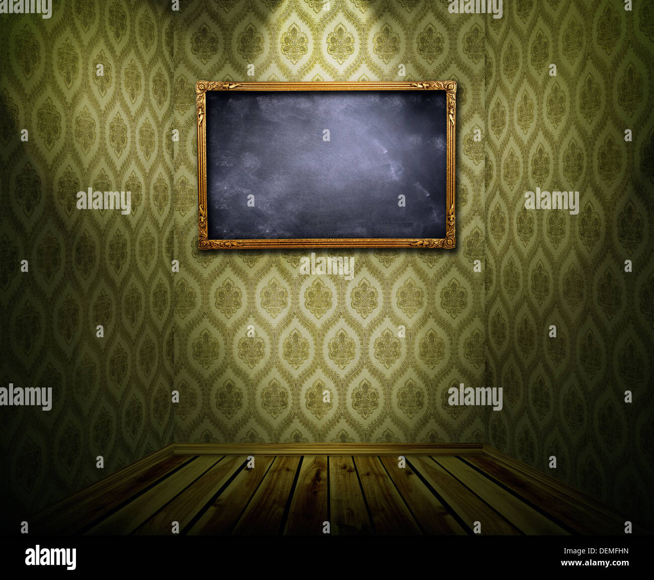 Frame on wall in empty room Stock Photo