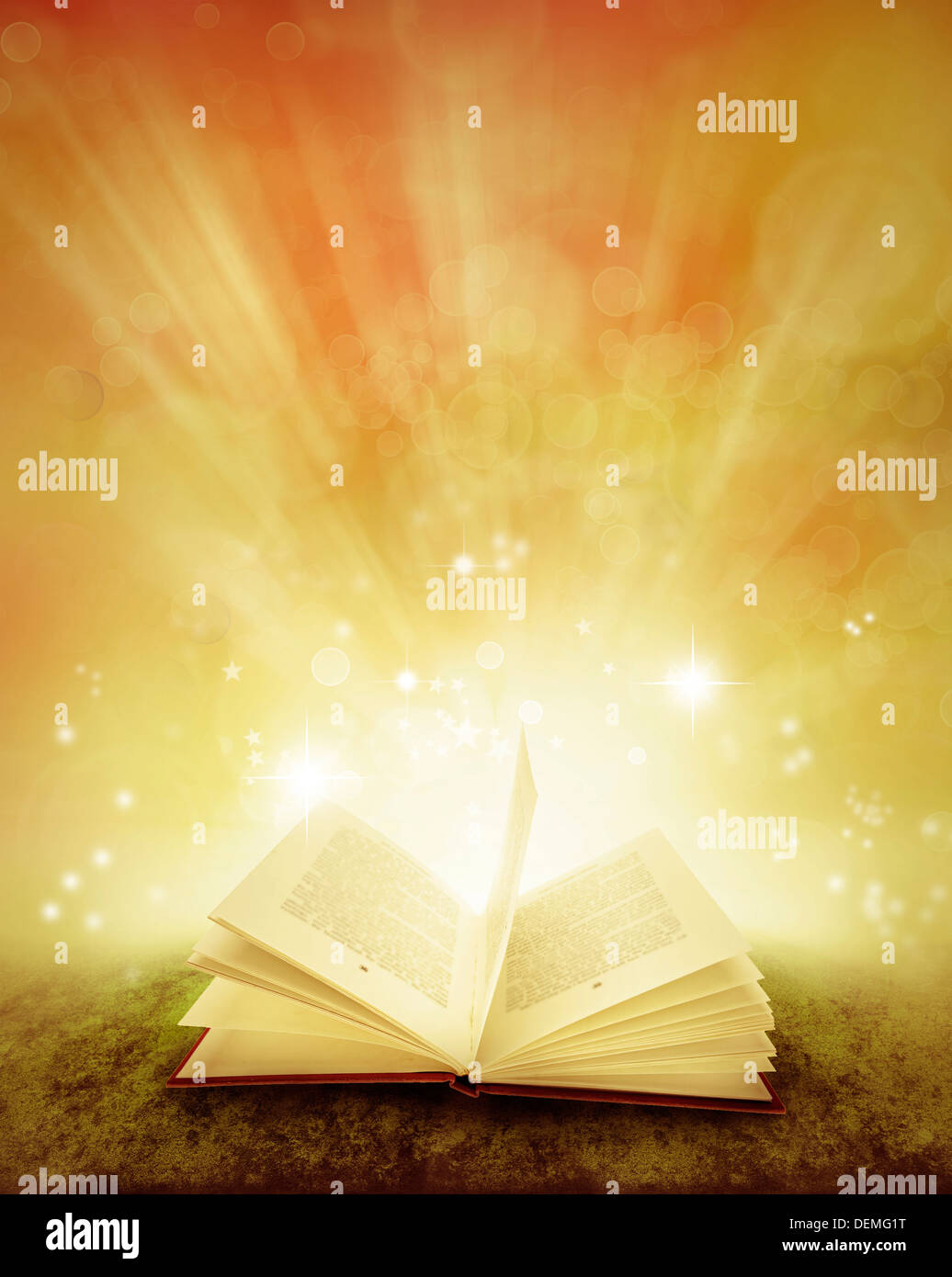 Open book and magical background Stock Photo