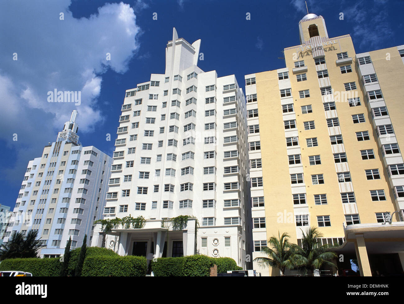 Art deco buildings, Ocean Drive, South Beach. Miami, Florida, USA Stock