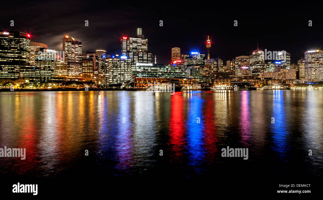 Darling Harbour, Sydney,  at night Stock Photo
