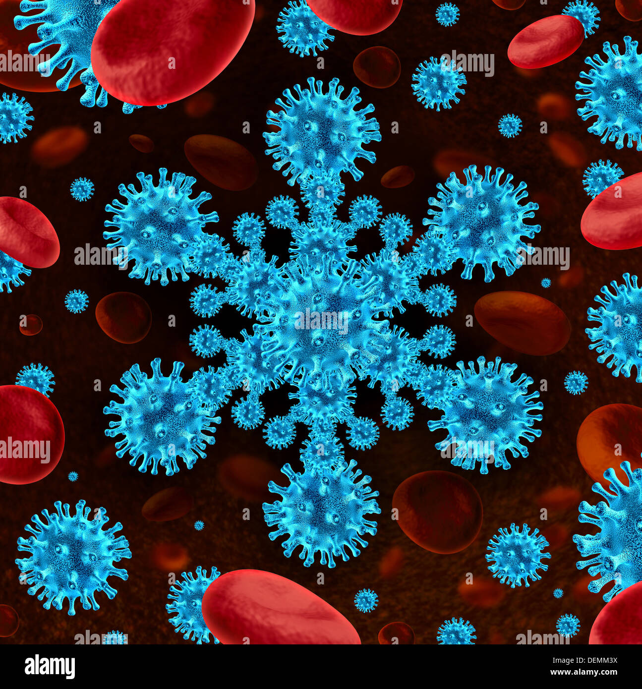 Winter flu virus as a medical concept with influenza cells in the shape