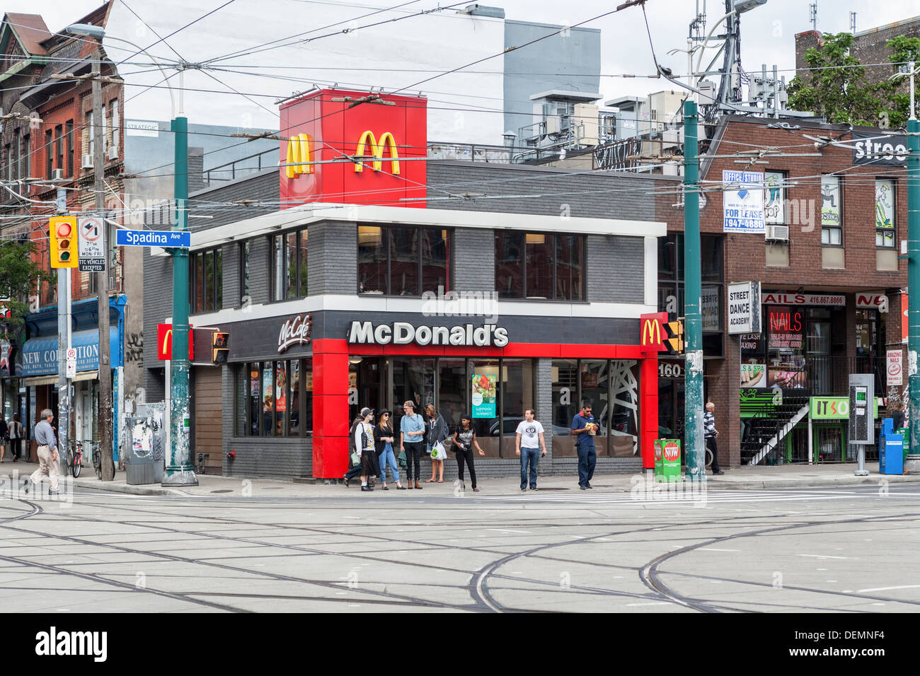 McCafe McDonald's fast food restaurant has a maple leaf on the M