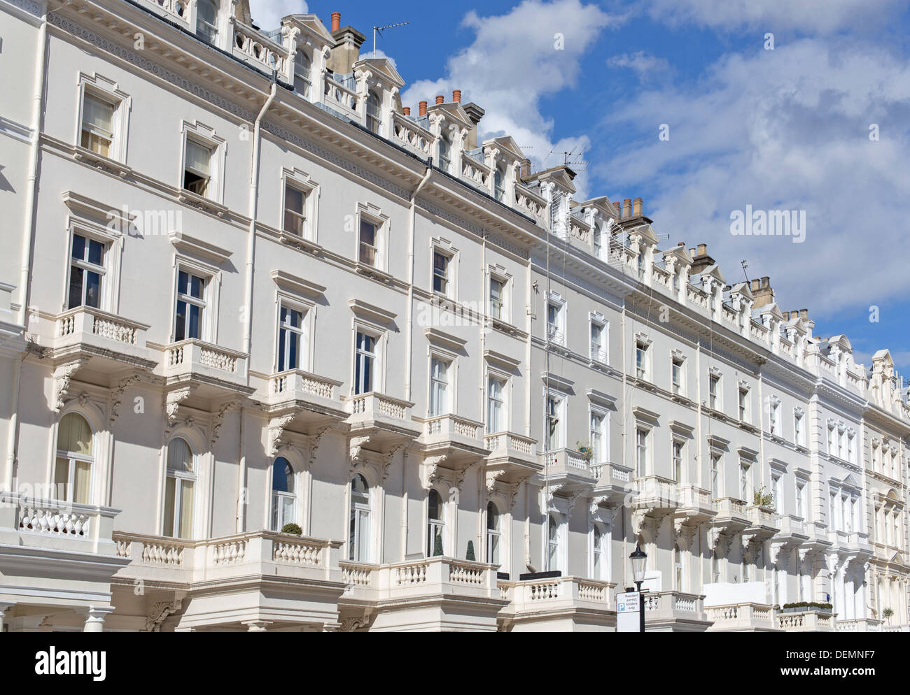 Kensington London area - Elegant white stucco terraced houses