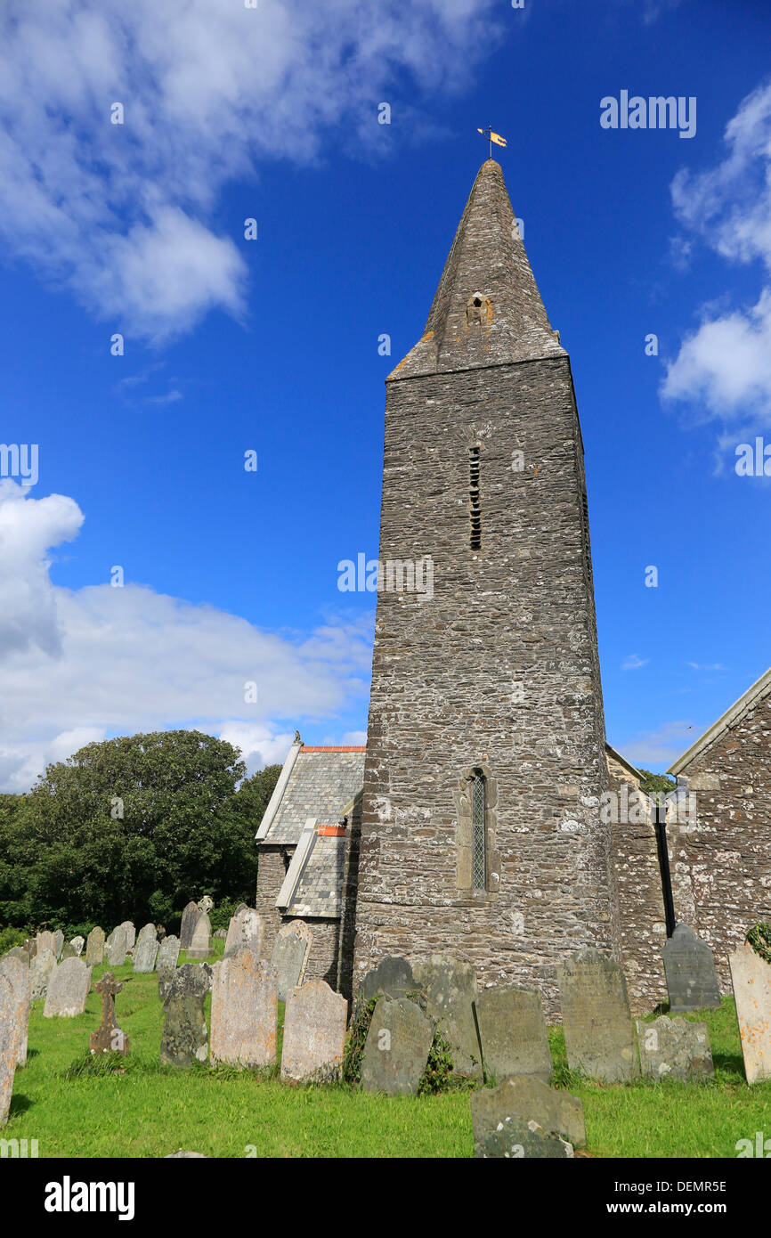 Rame Church Tower; Cornwall; UK Stock Photo