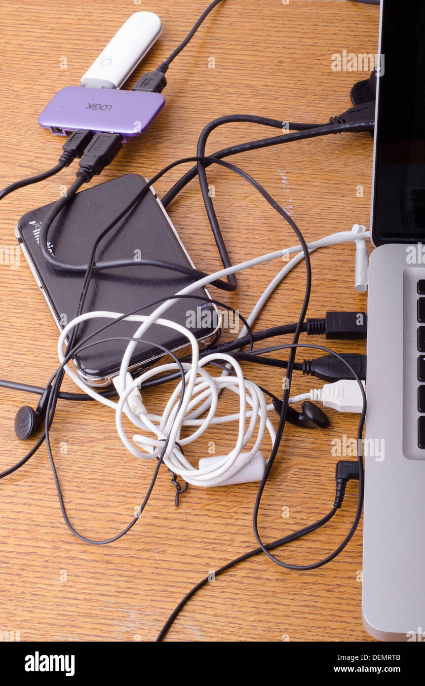 tangle of cables Stock Photo Alamy