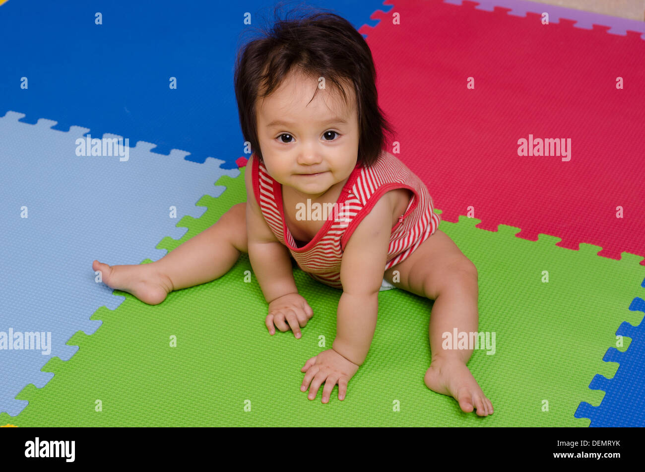 Baby sitting sixmonths Stock Photo Alamy