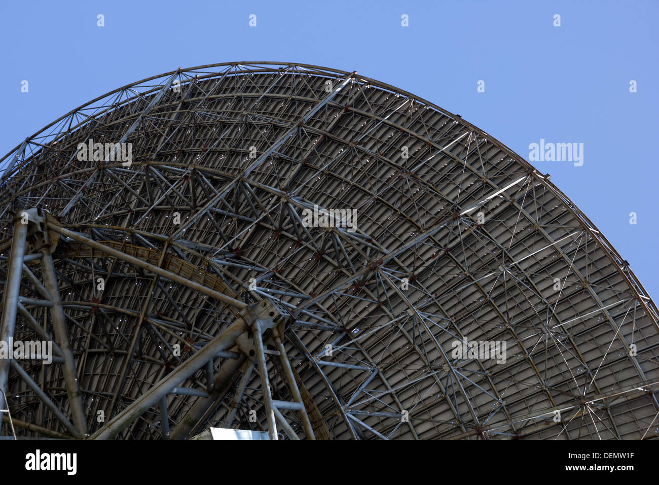 large radio telescope antenna on blue sky Stock Photo