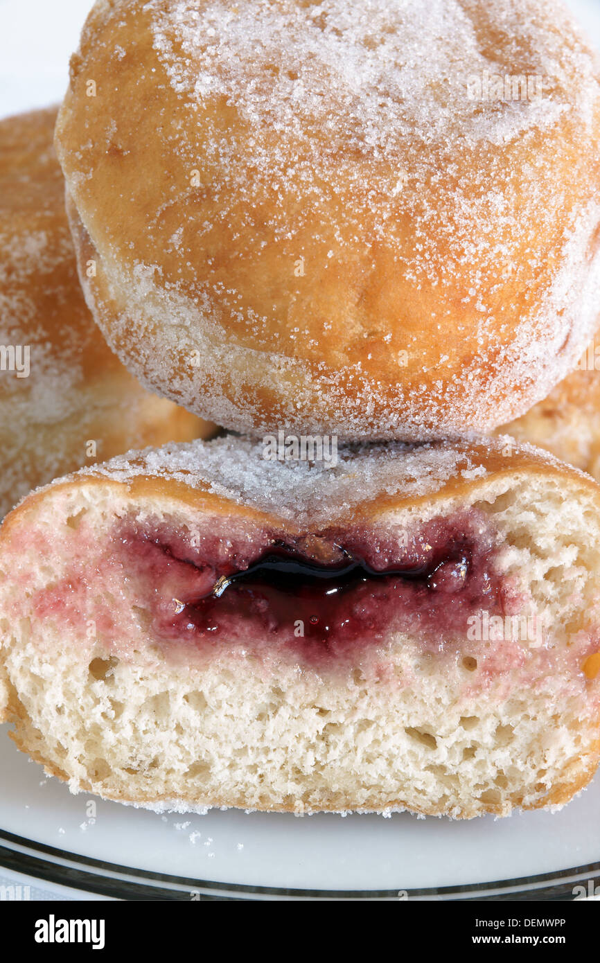 Jelly or jam filled donuts Stock Photo