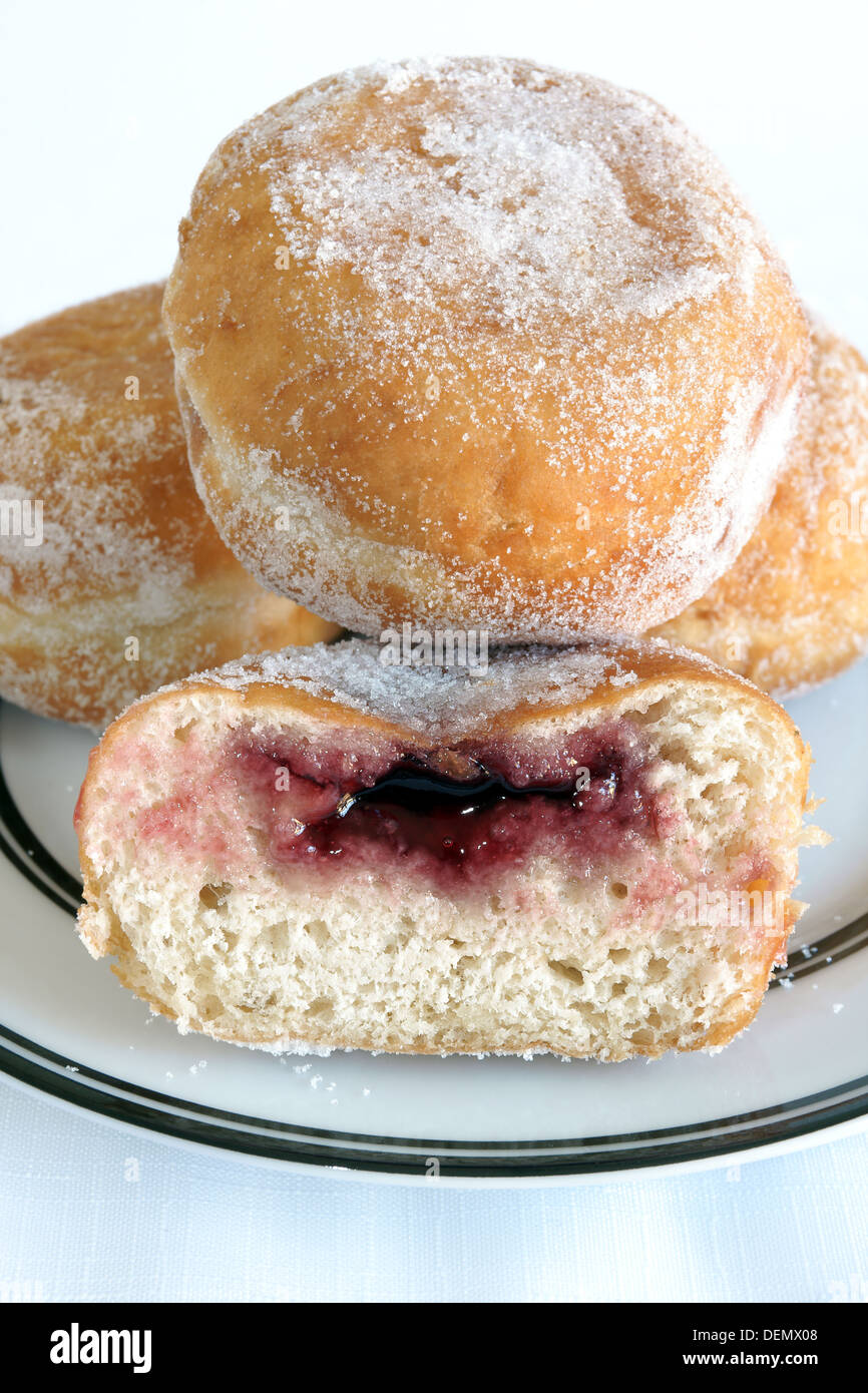 Jelly or jam filled donuts Stock Photo