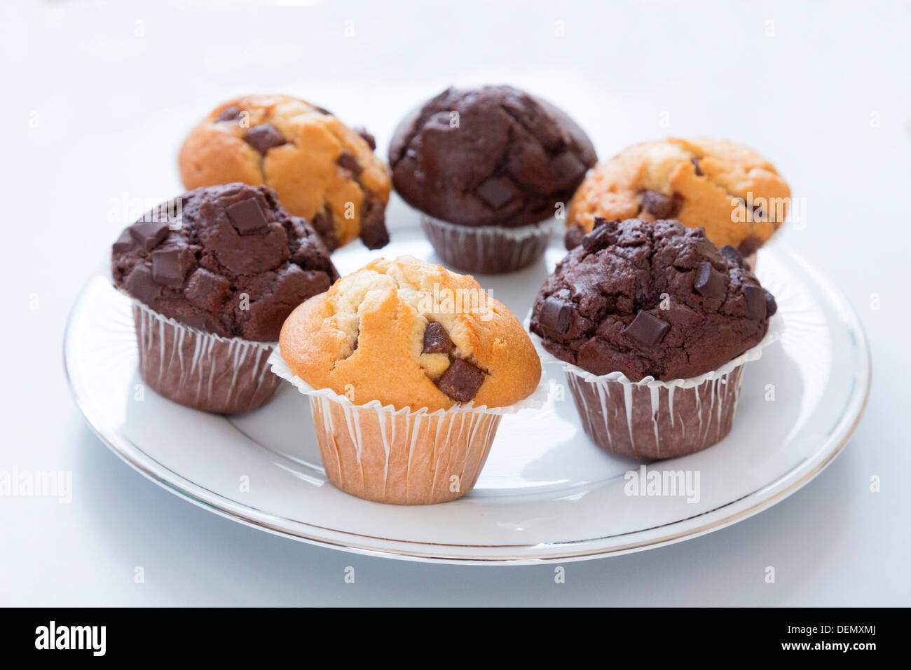 chocolate chip muffins Stock Photo