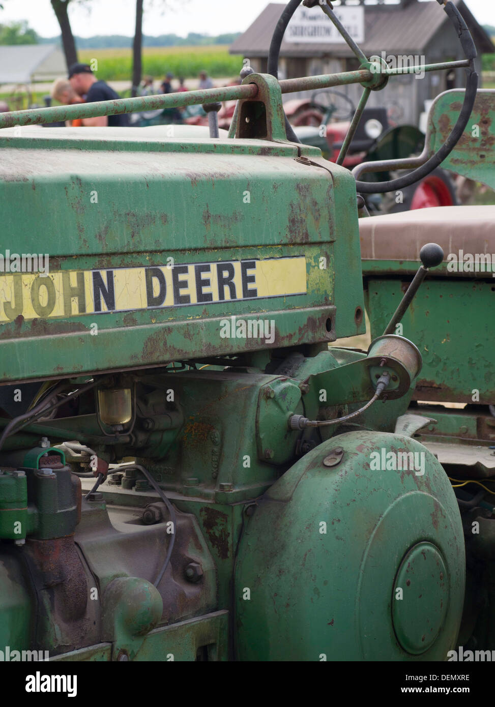 Closeup view of an old John Deere Tractor; Rock River Thresheree