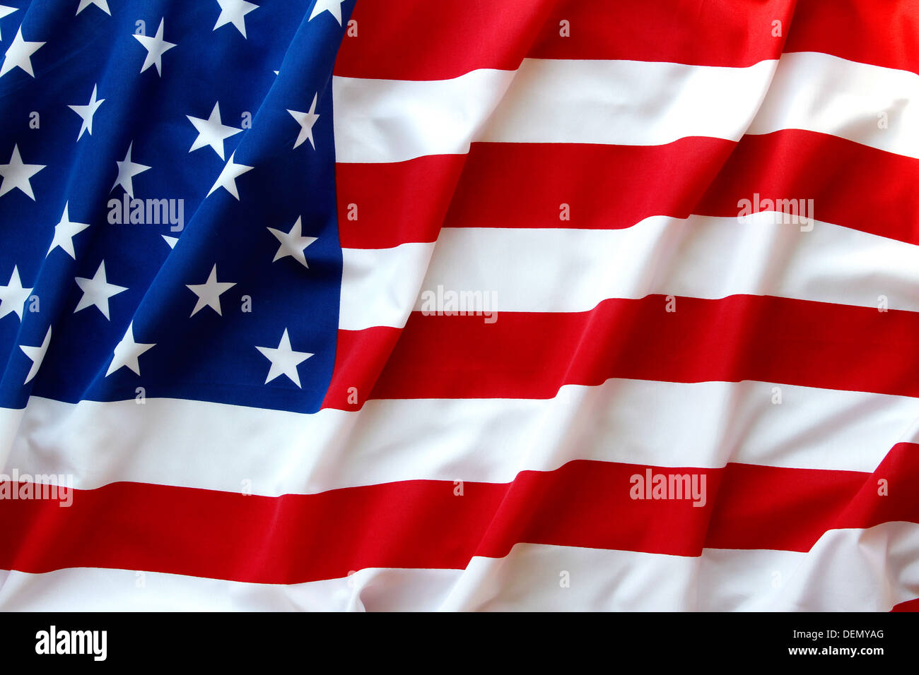 Closeup of ruffled American flag Stock Photo